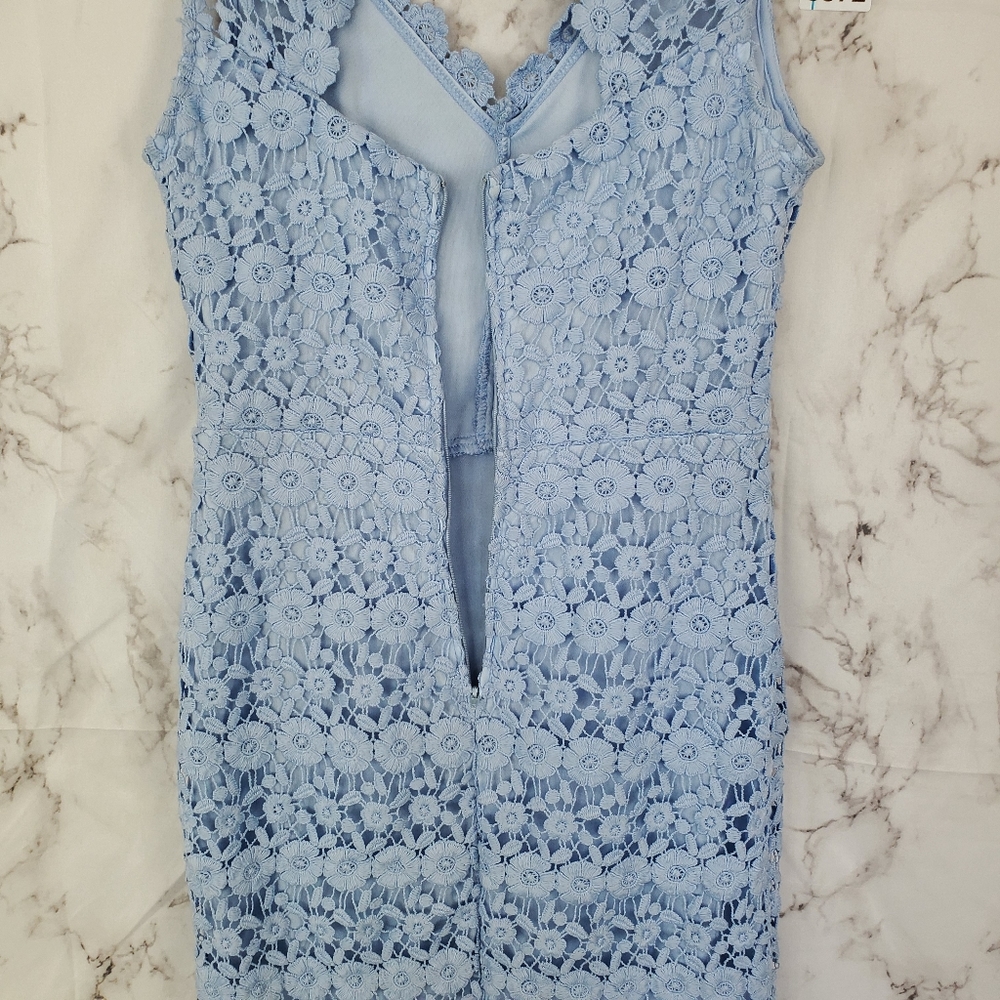 B. DARLIN Blue Flower Lace Mini Dress Sleeveless 9 - Picture 2 of 9